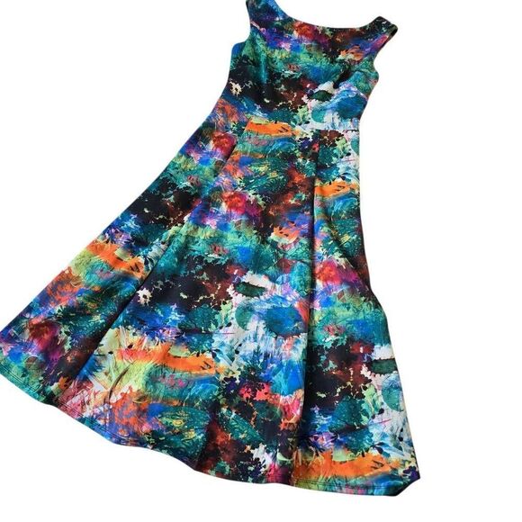Betsey Johnson Fit & Flare Dress Women 2 Tie Dye Back Zip Party/Cocktail Stretch - Picture 2 of 7